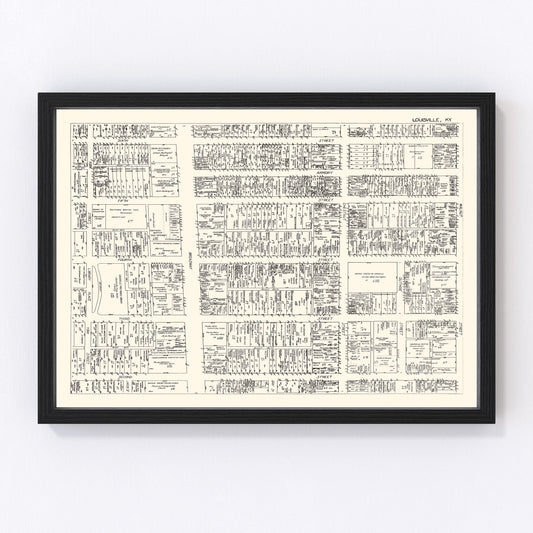 Vintage map of Louisville, Kentucky business section, 1929