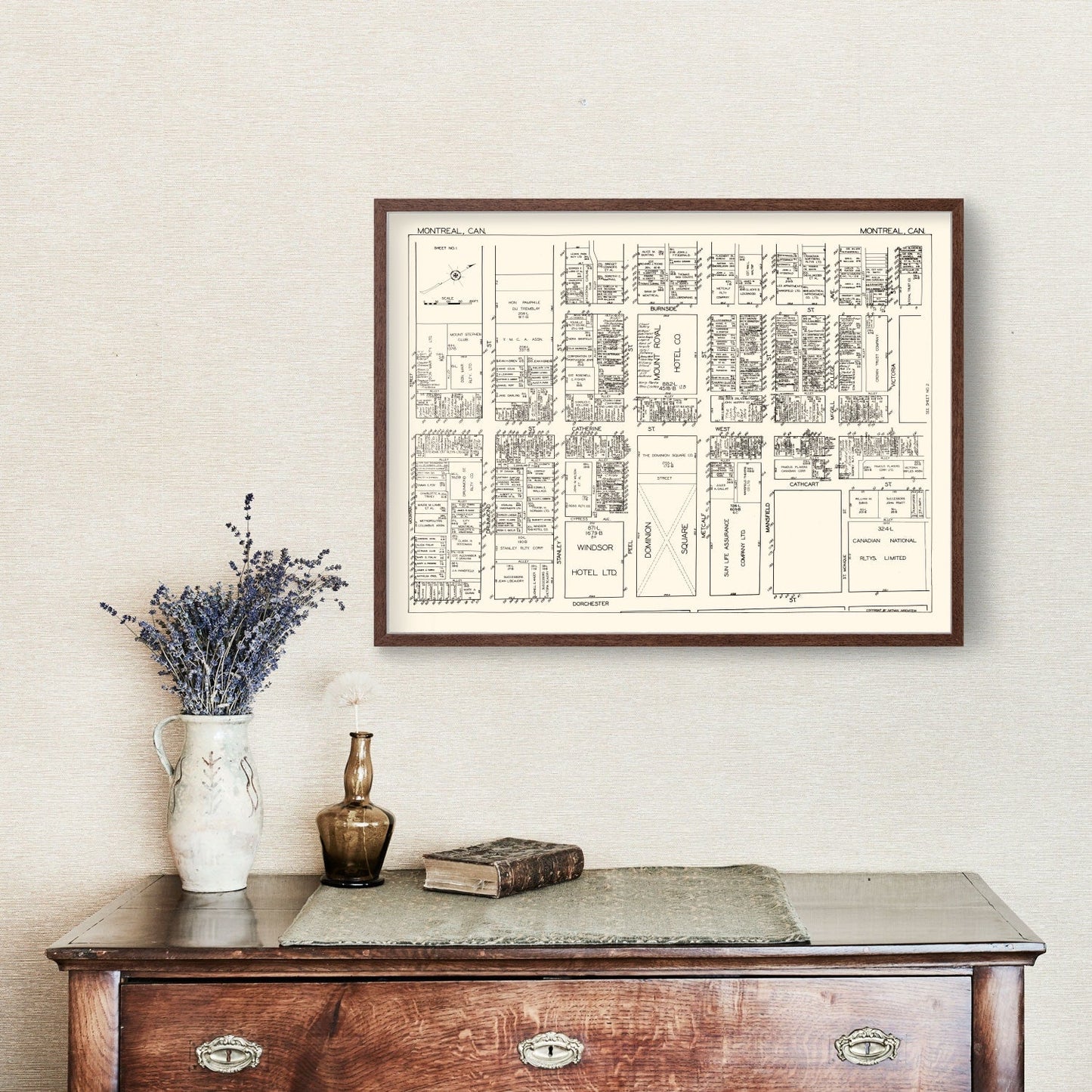 Vintage Map of Montreal, Canada, 1929