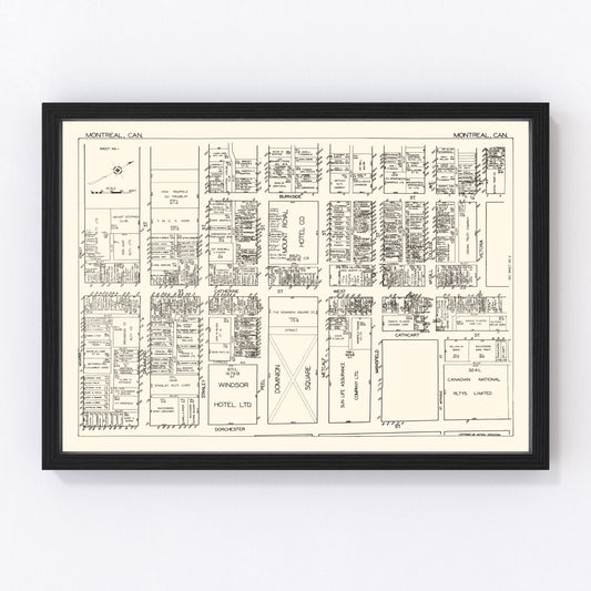 Vintage map of Montreal, Canada, 1929