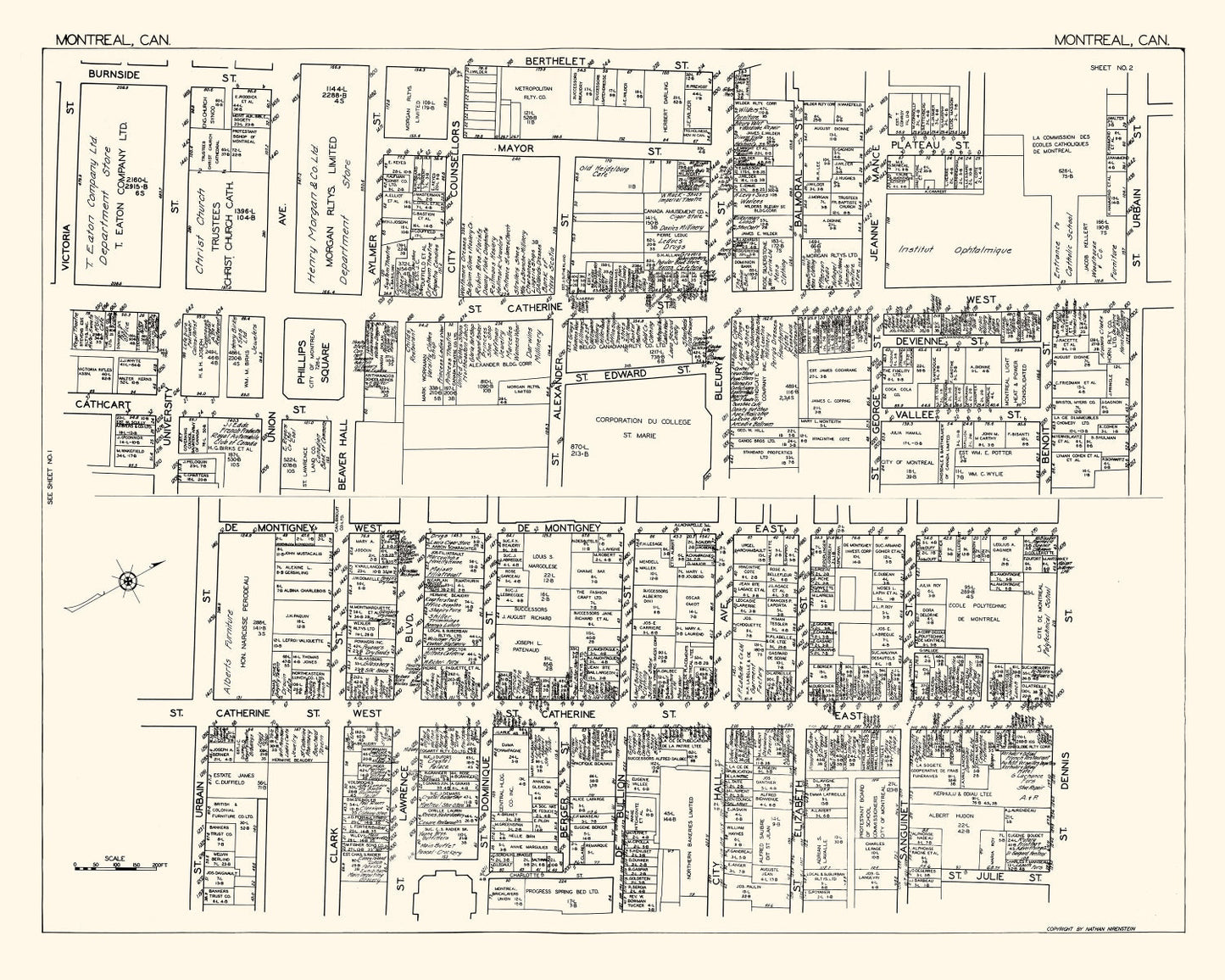 Vintage Map of Montreal, Canada, 1929