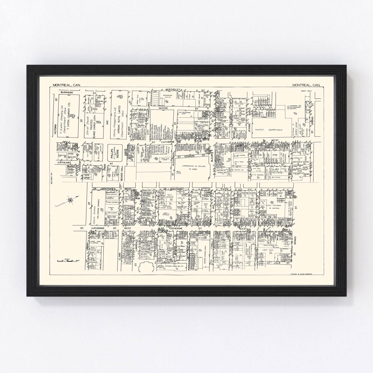 Vintage map of Montreal, Canada, 1929