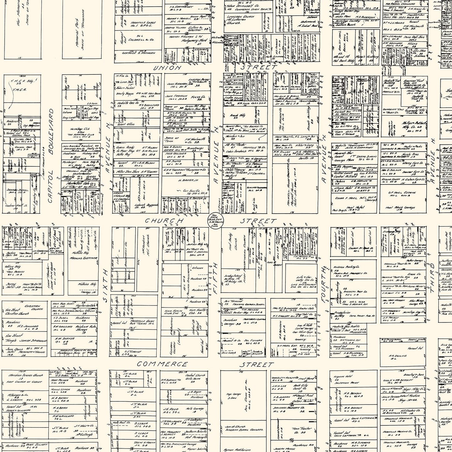 Vintage Map of Nashville, Tennessee, 1929