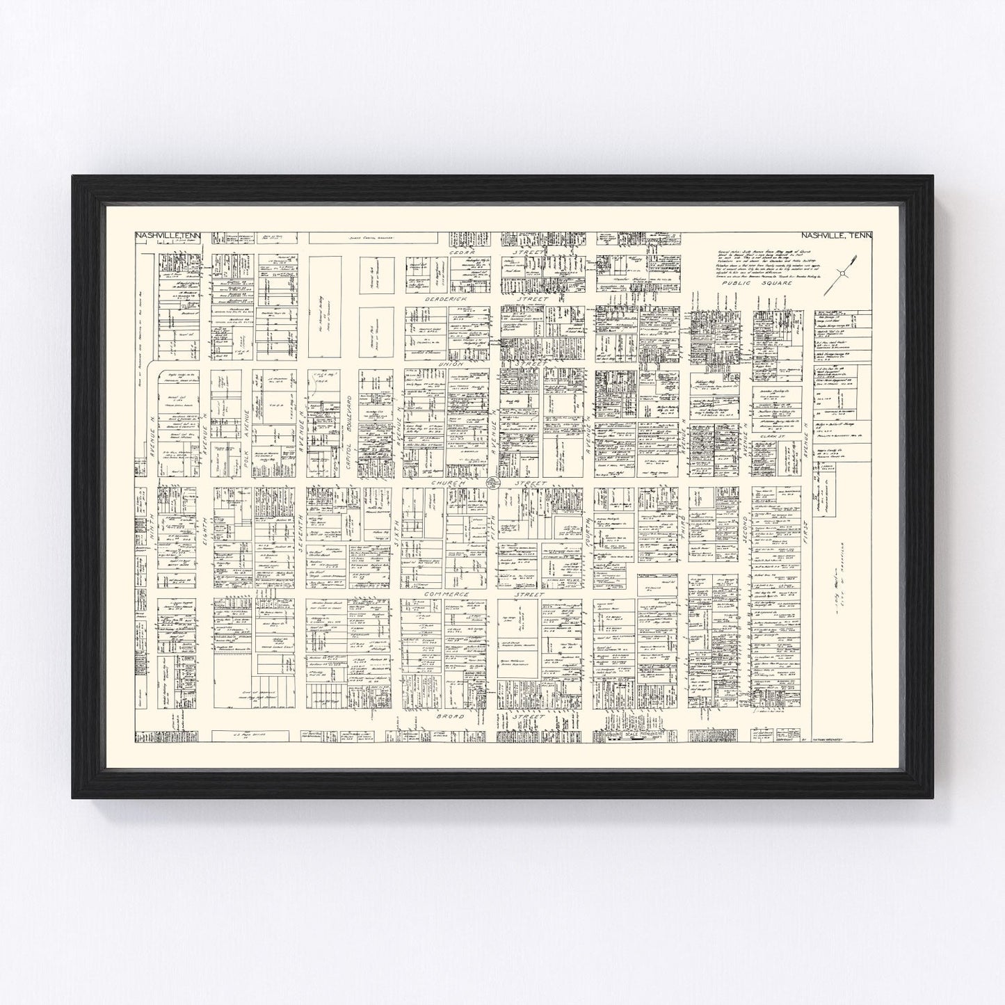 Vintage map of Nashville, Tennessee, 1929