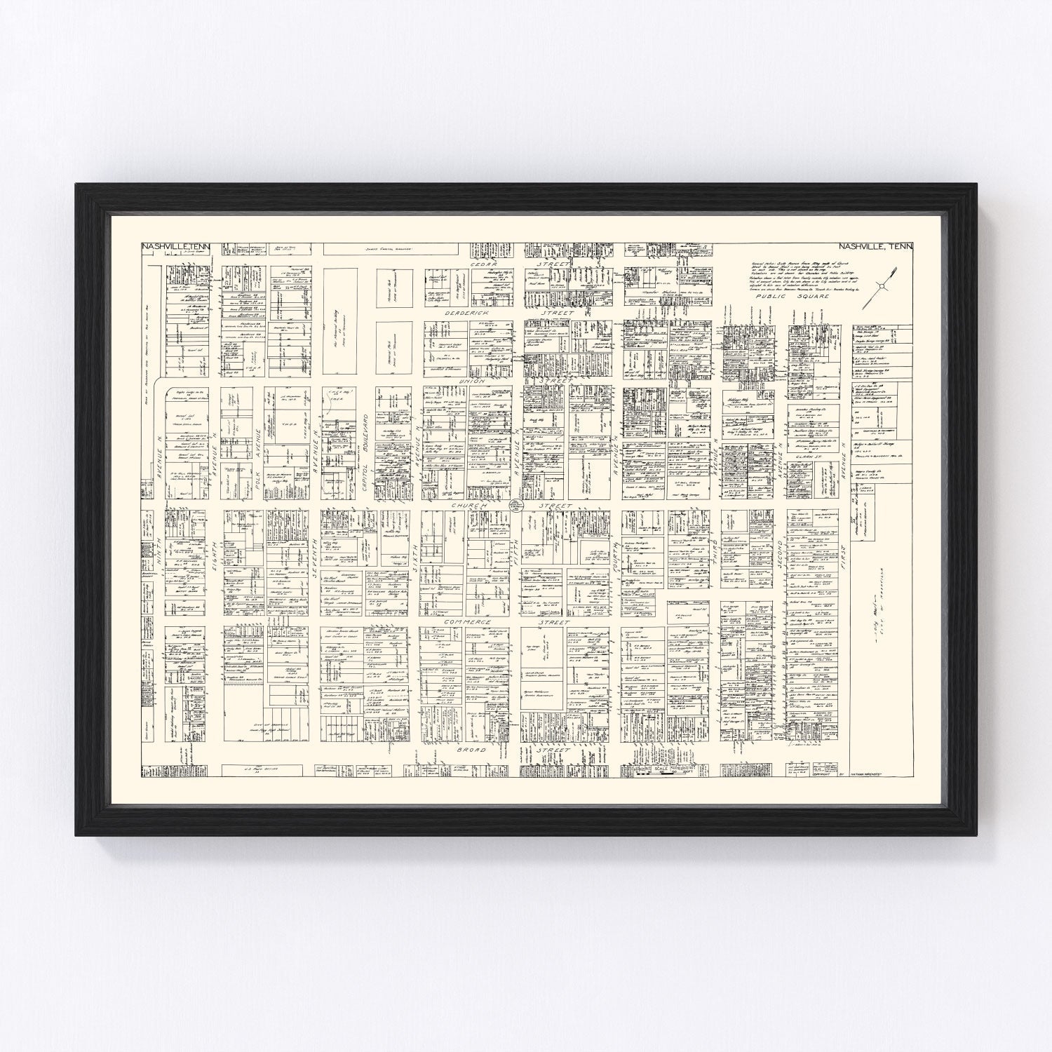 Vintage map of Nashville, Tennessee, 1929