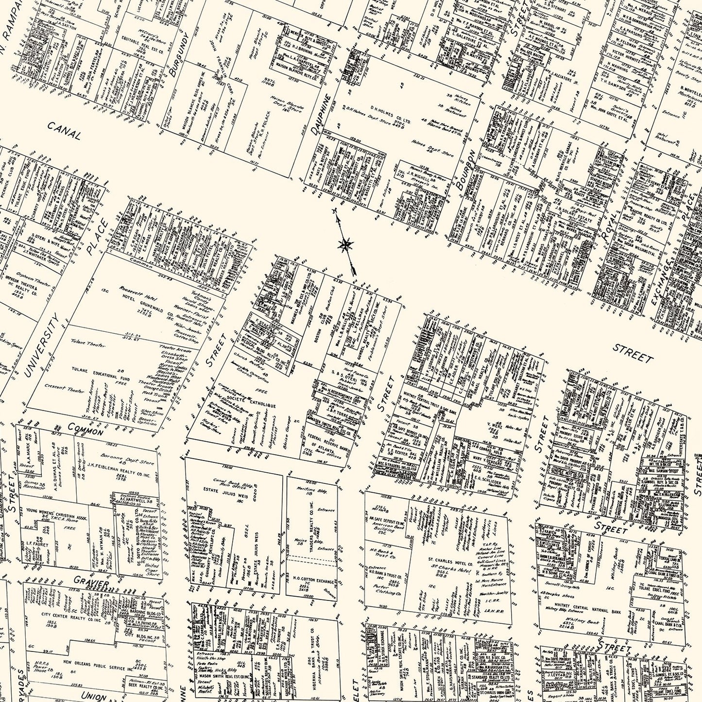 Vintage Map of New Orleans Business Section, 1929
