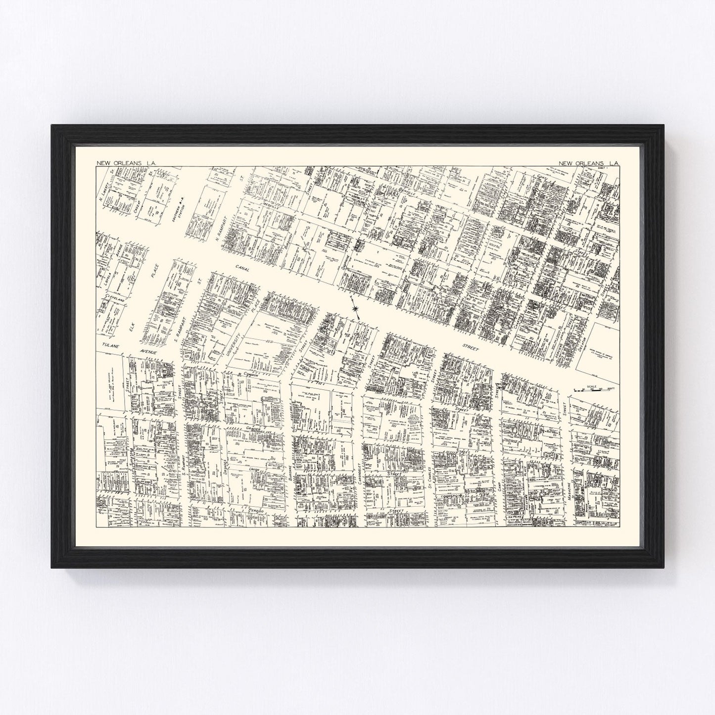 Vintage map of New Orleans business section, 1929