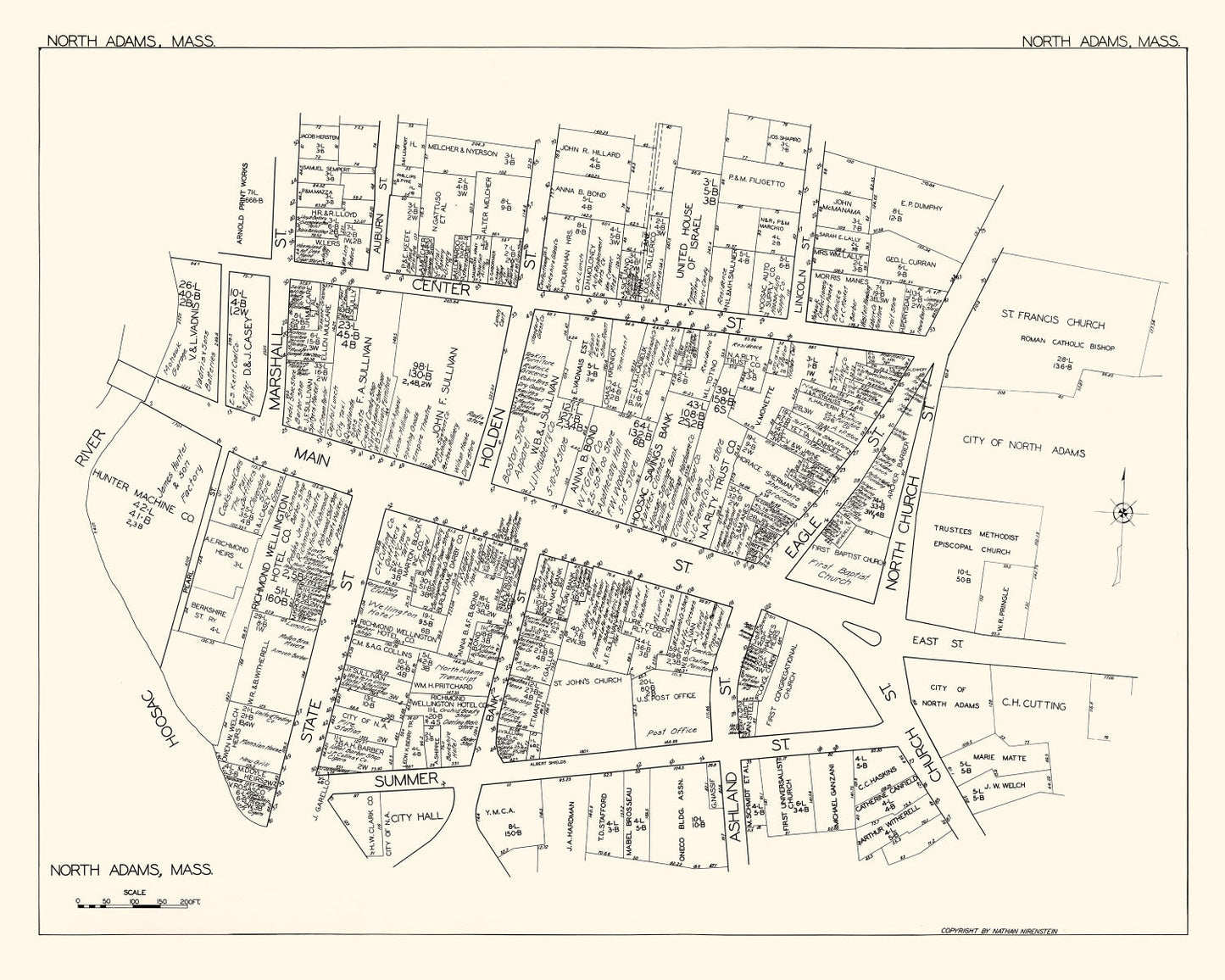 Vintage Map of North Adams, Massachusetts, 1929