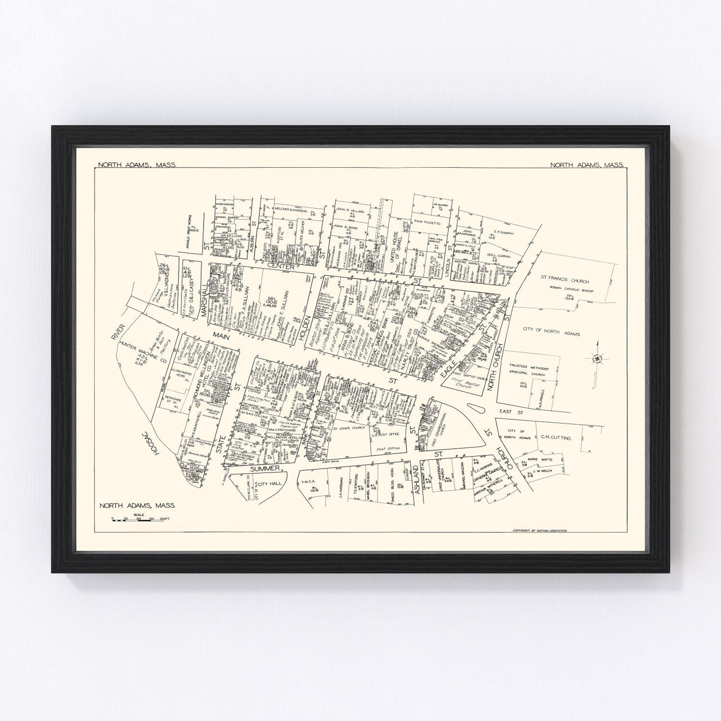 vintage map of North Adams, Massachusetts, 1929