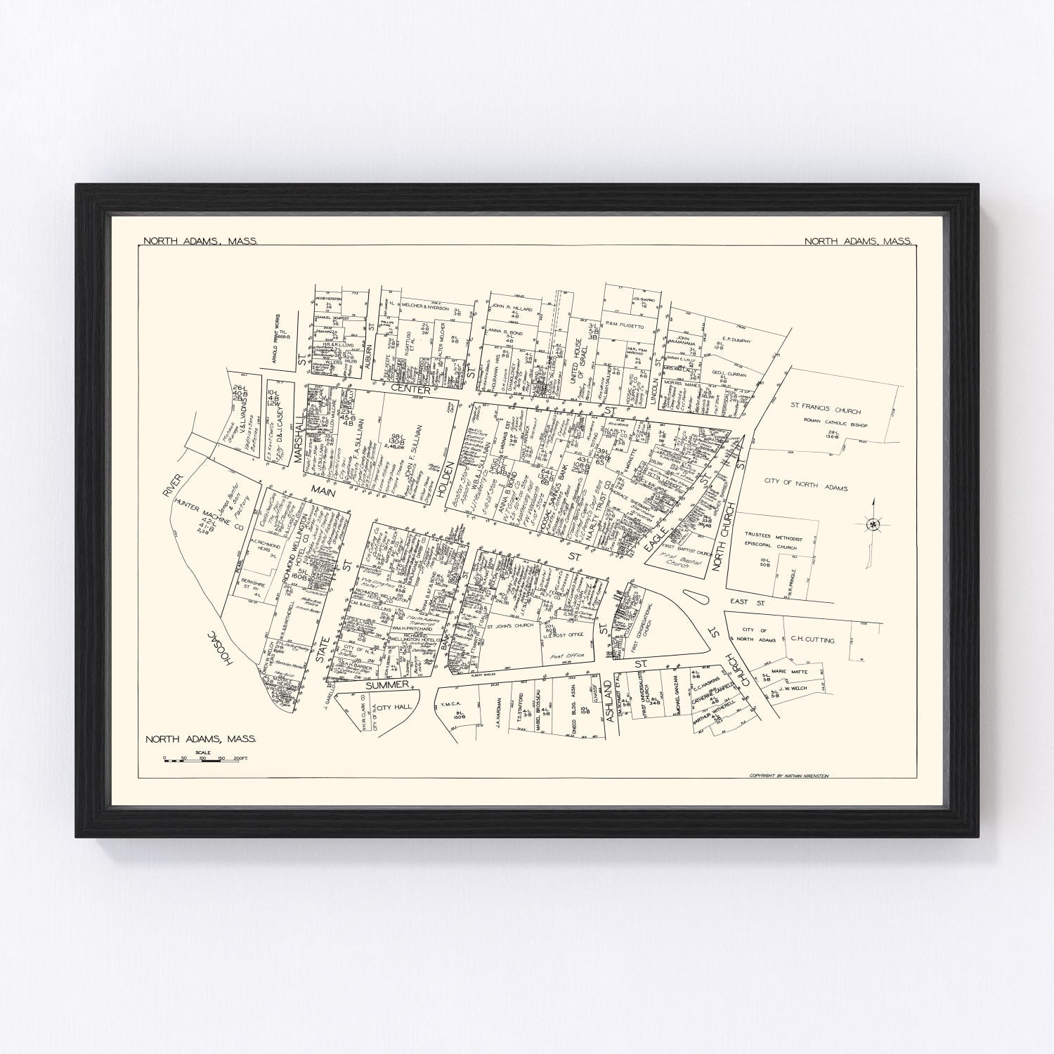 vintage map of North Adams, Massachusetts, 1929