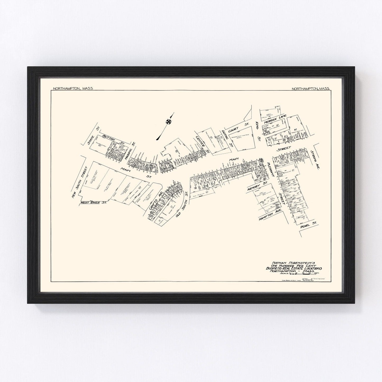 vintage map of Northampton, Massachusetts, 1929