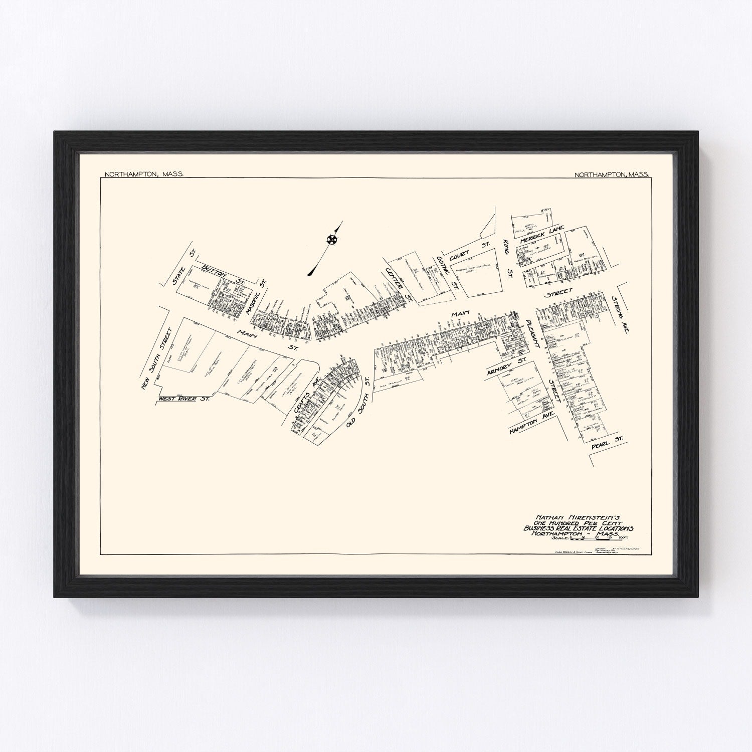 vintage map of Northampton, Massachusetts, 1929