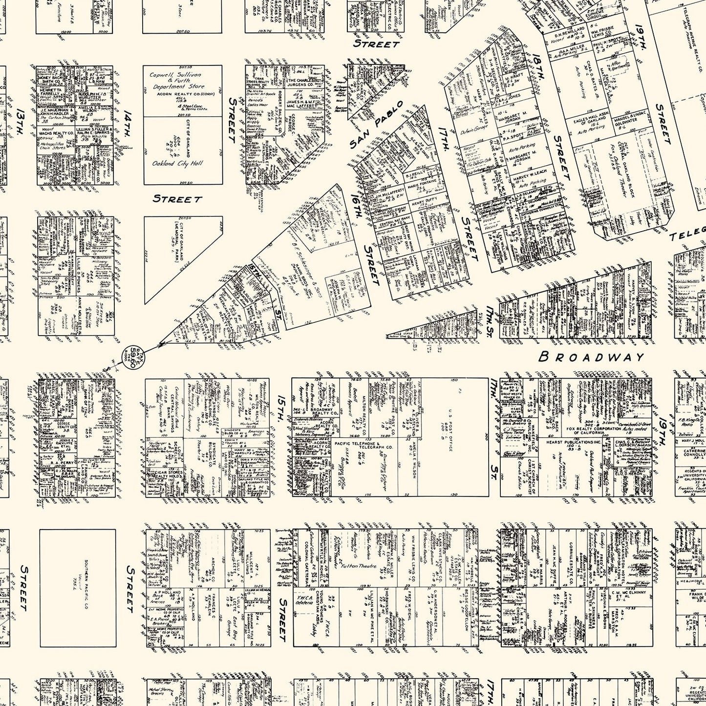Vintage Map of Oakland, California, 1929