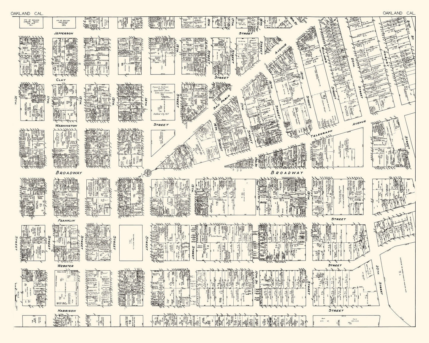 Vintage Map of Oakland, California, 1929
