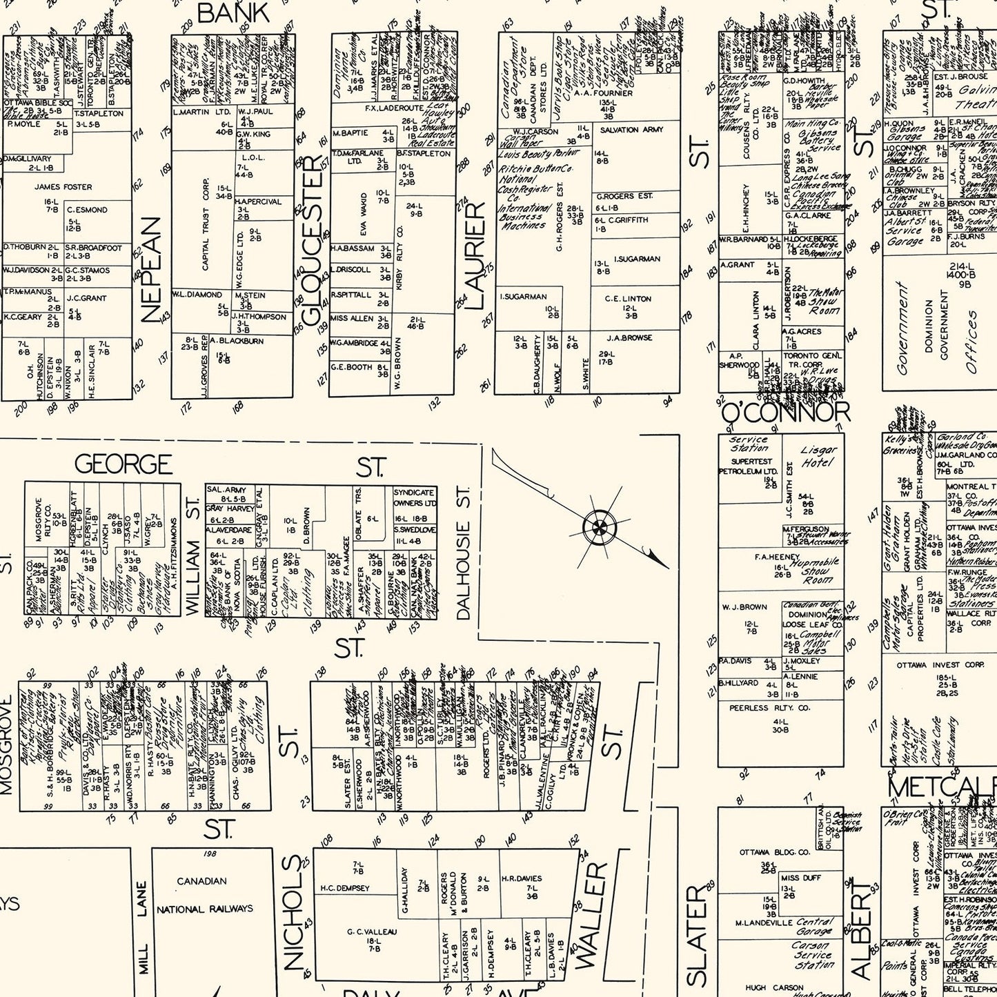 Vintage Map of Ottawa, Canada, 1929
