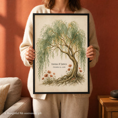 Personalized Willow Tree 9th Anniversary Wall Art