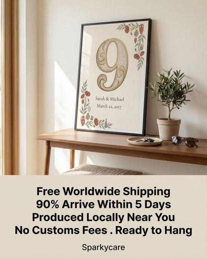 Personalized 9th Anniversary Wall Art