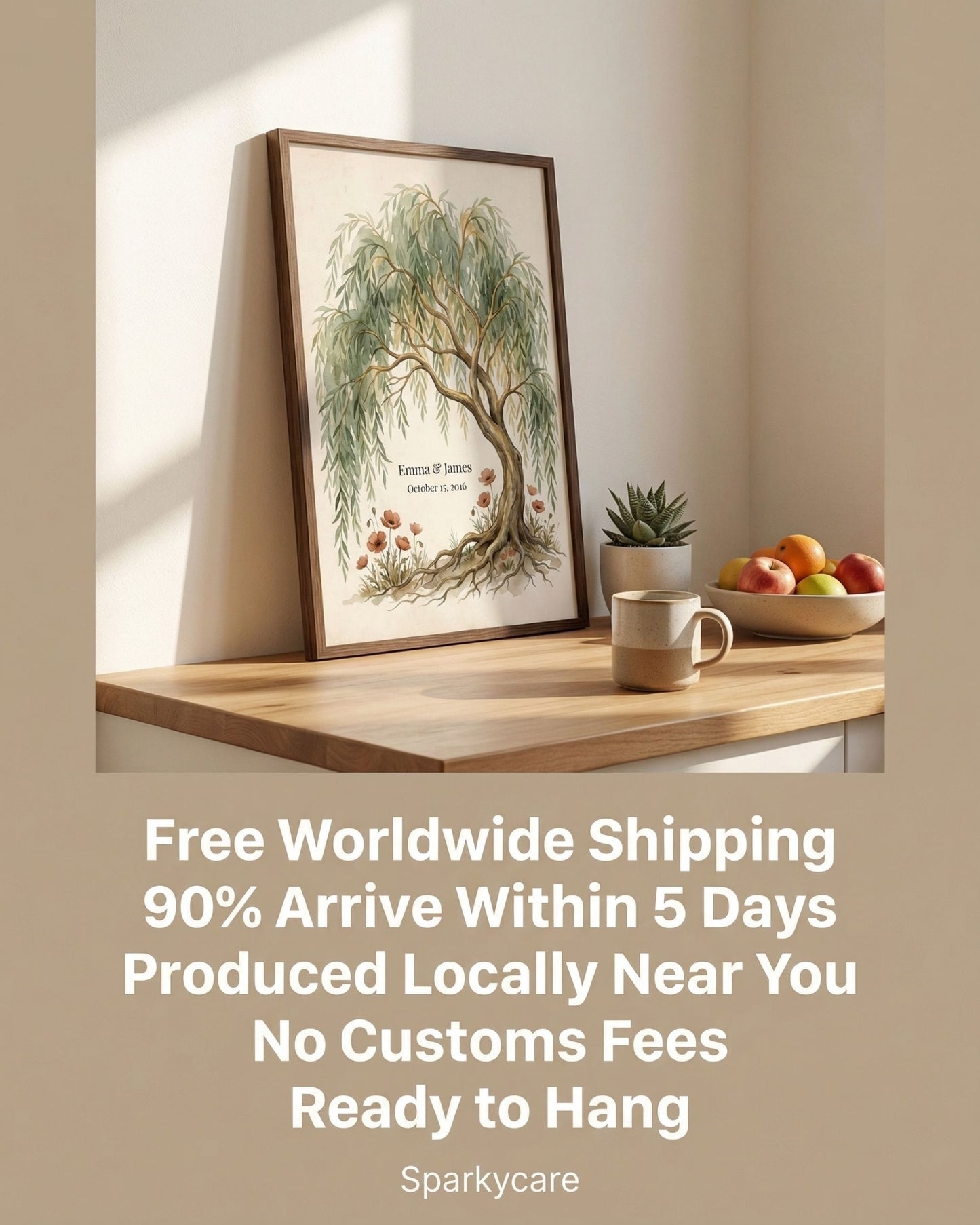 Personalized Willow Tree 9th Anniversary Wall Art