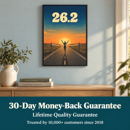 Sparkycare guarantees on the marathon print: 30-day money back, plus a lifetime quality guarantee