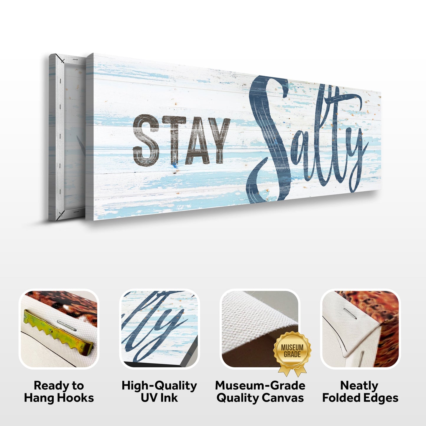 Stay Salty Coastal Wall Art Canvas Sign