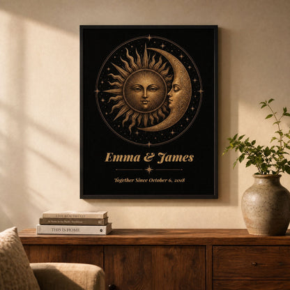 Personalized Sun & Moon Bronze Anniversary Print