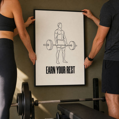 Barbell Wall Art for Home Gym - Framed Minimalist Deadlift Print