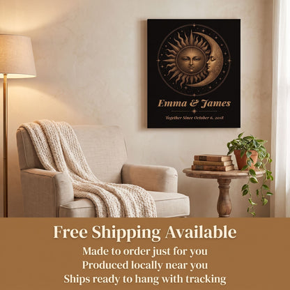Personalized Sun & Moon Bronze Anniversary Canvas