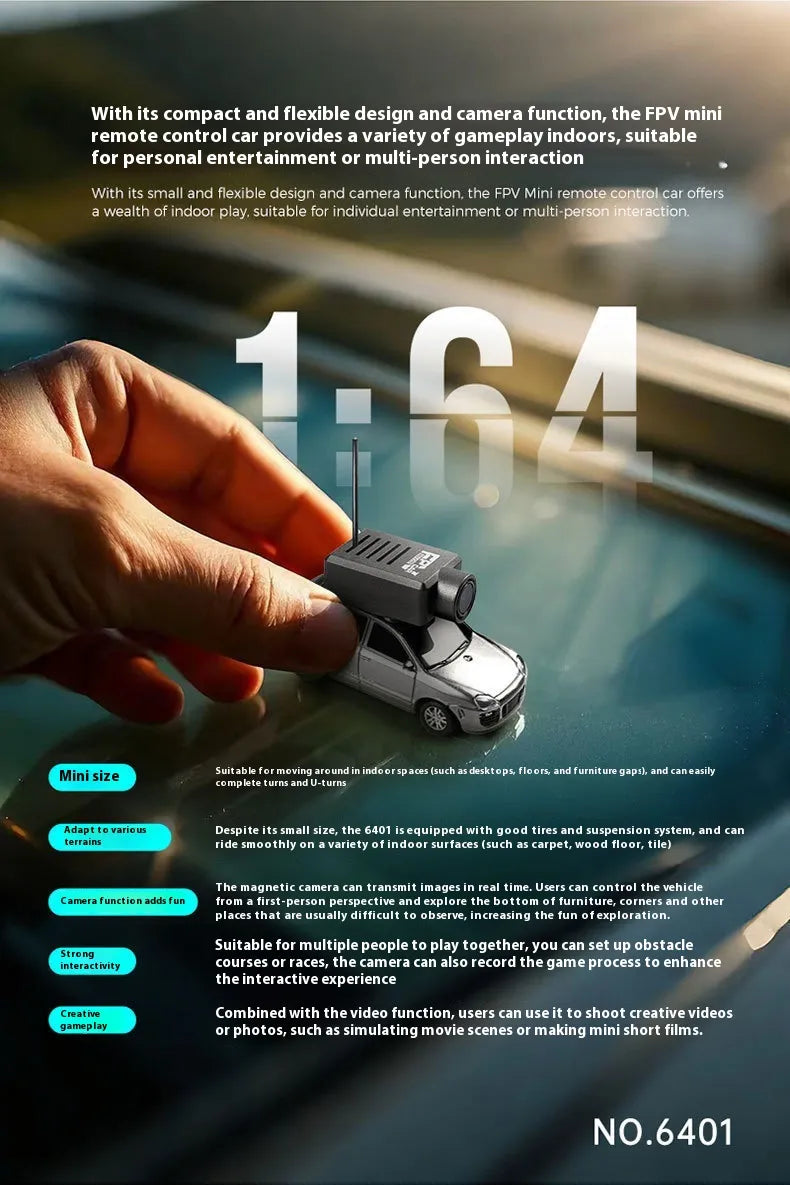 Mini FPV RC Car With WiFi Camera - 1:64 Scale