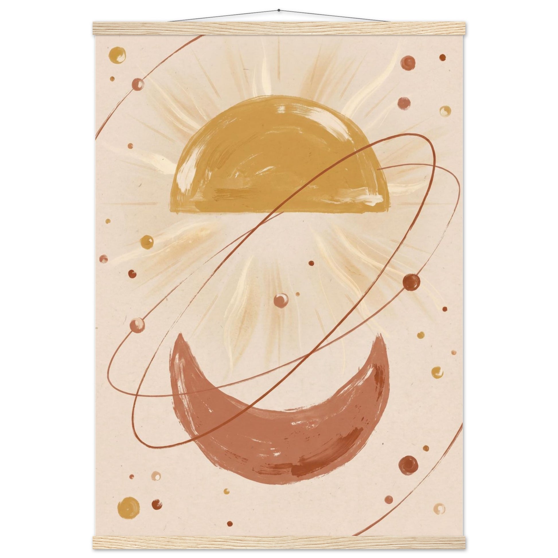 Golden Arc Celestial Boho Wall Art - A1 (59.4 x 84.1 cm) / Museum-Quality Matte Paper Poster with Hanger - Natural wood wall hanger - Sparkycare