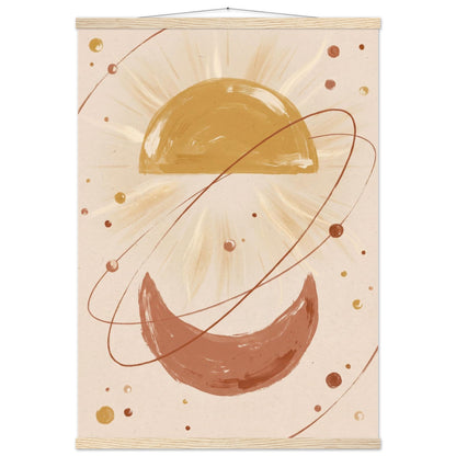 Golden Arc Celestial Boho Wall Art - A1 (59.4 x 84.1 cm) / Museum-Quality Matte Paper Poster with Hanger - Natural wood wall hanger - Sparkycare