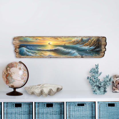 Wave Symphony Wood Wall Art, Coastal Decor