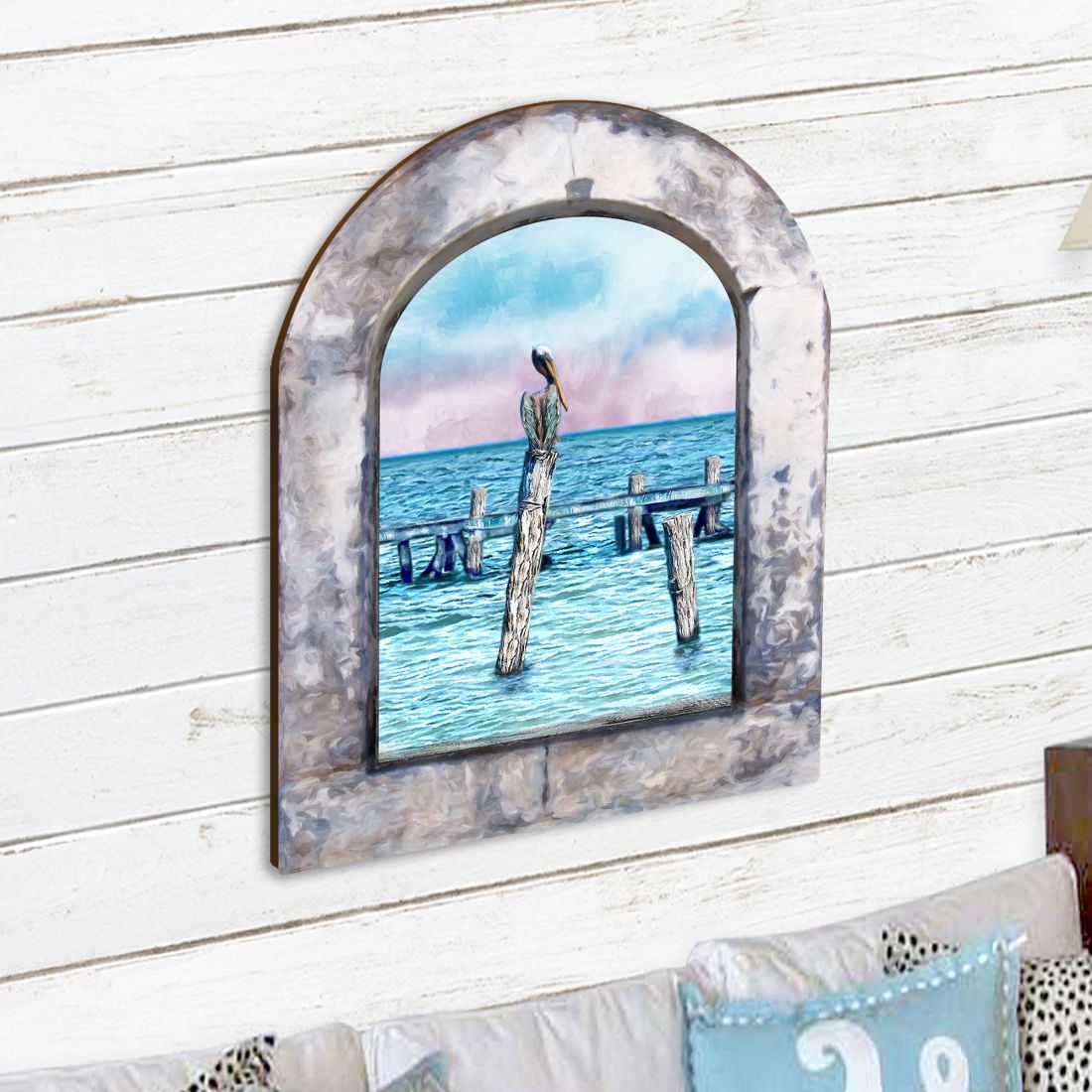 Pelican Wood Wall Art - Coastal Shoreline Decor