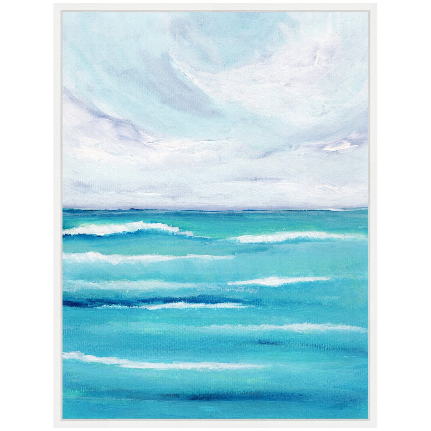 Evening Ocean Waves Framed Canvas Wall Art