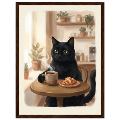 Cat Coffee Wall Art - The Cozy Morning Poster Your Kitchen Has Been Missing - 20x25 cm / 8x10″ - White frame / Ready-to-hang - Sparkycare