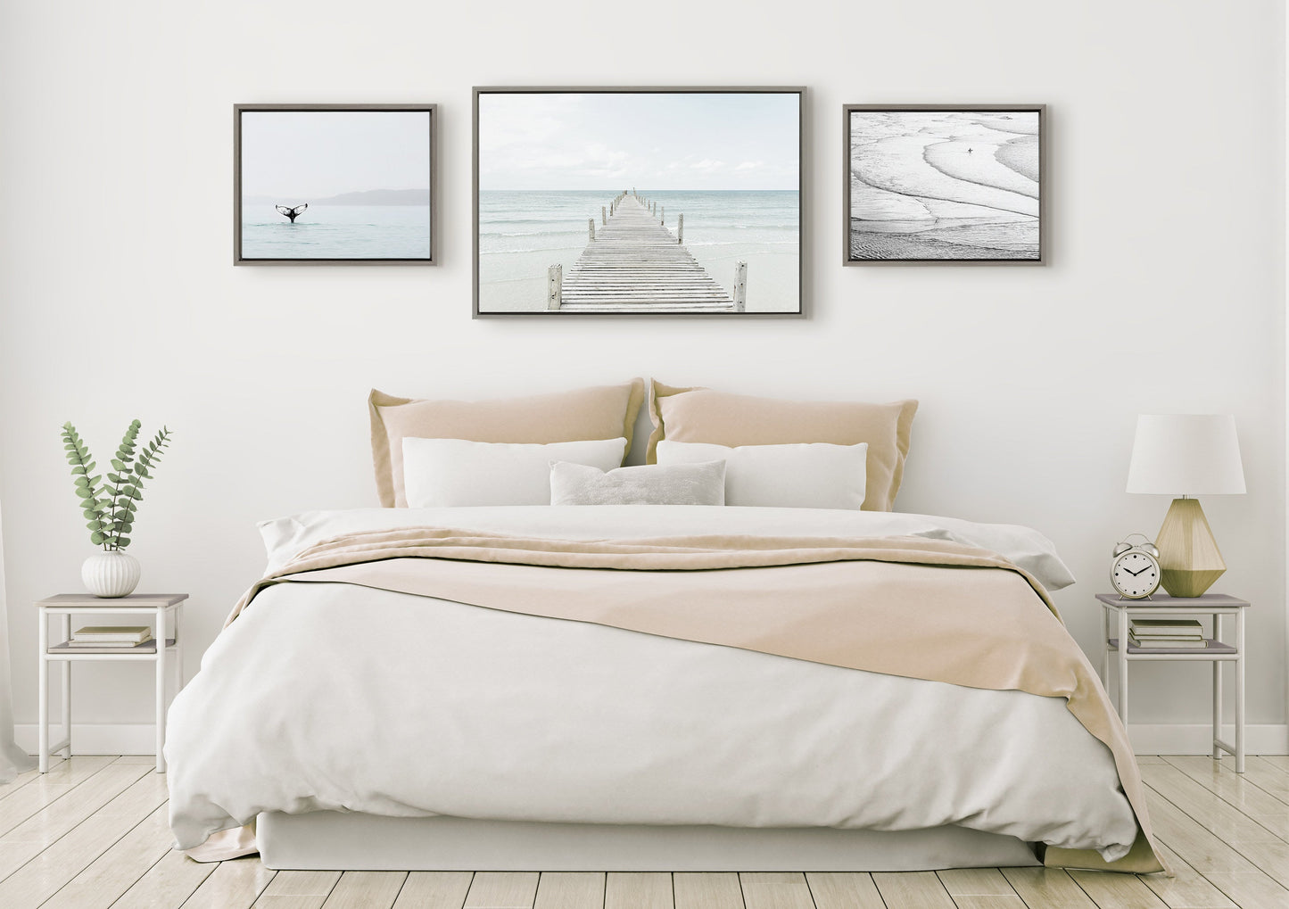 Ocean Beach Framed Canvas Art Set