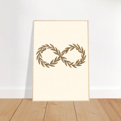 Olive branch infinity print framed in natural wood