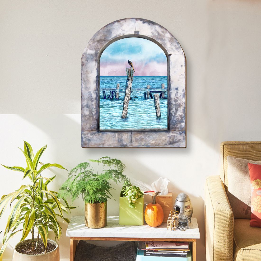 Pelican Wood Wall Art - Coastal Shoreline Decor
