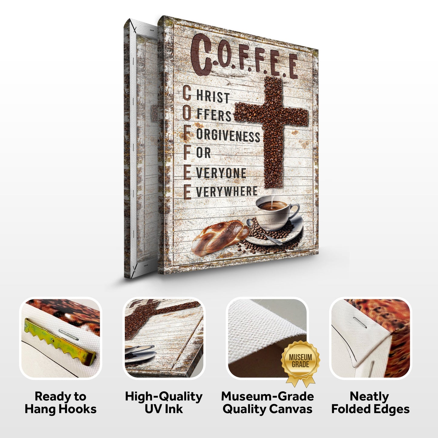 Christ and Coffee Faith Sign Canvas Wall Art