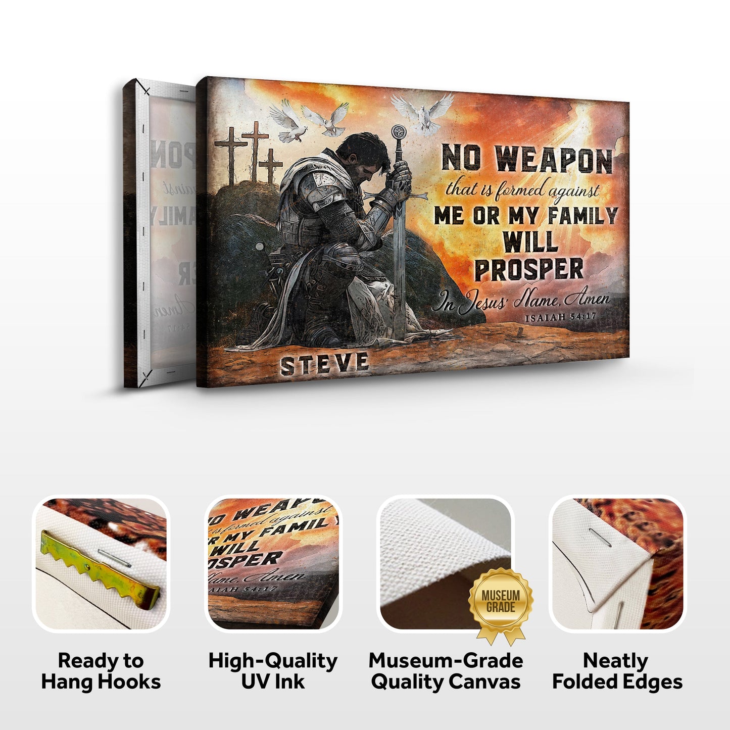 Isaiah 54:17 No Weapon Formed Canvas Faith Sign