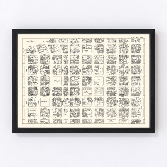 Vintage map of Portland Oregon business section, 1929