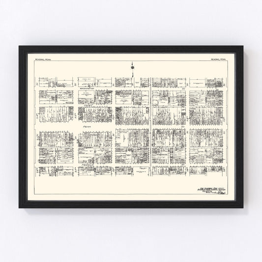 Vintage map of Reading, Pennsylvania business section, 1929