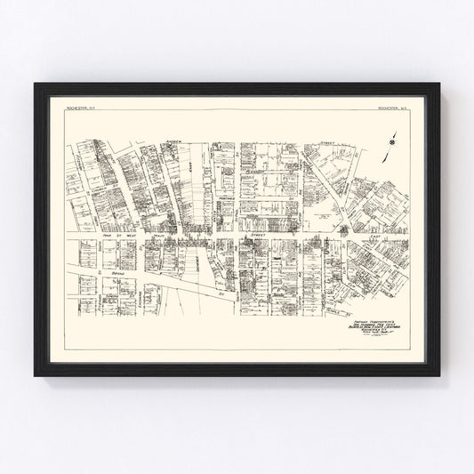 vintage map of Rochester, New York business section, 1929
