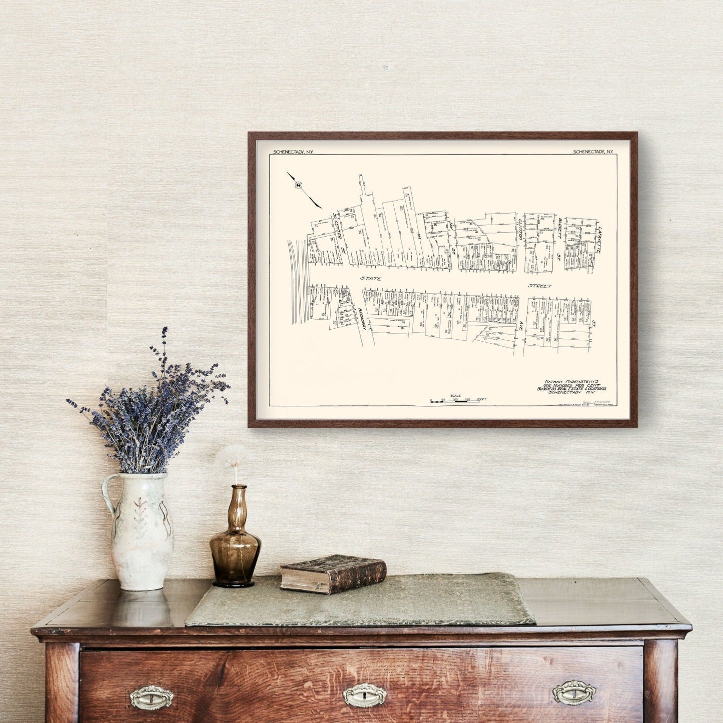 Vintage Map of Schenectady, NY Business Section, 1929
