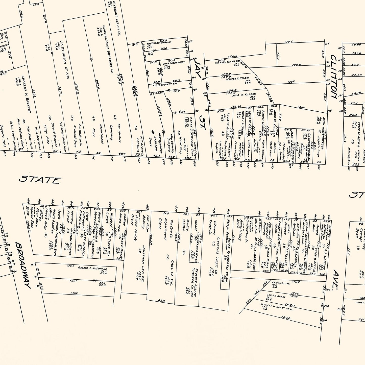 Vintage Map of Schenectady, NY Business Section, 1929