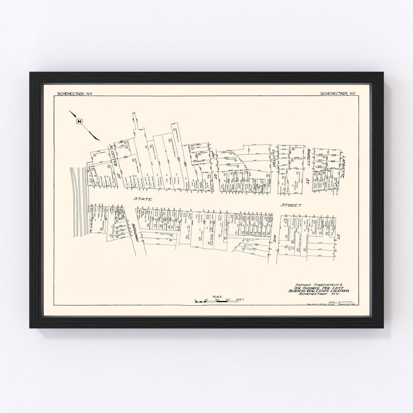 vintage map of Schenectady, NY business section, 1929