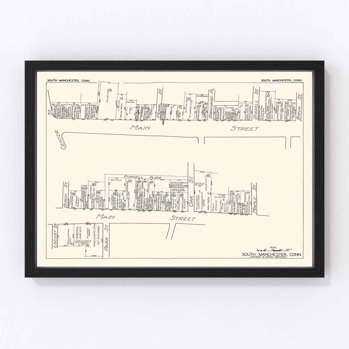vintage map of South Manchester, Connecticut, 1929