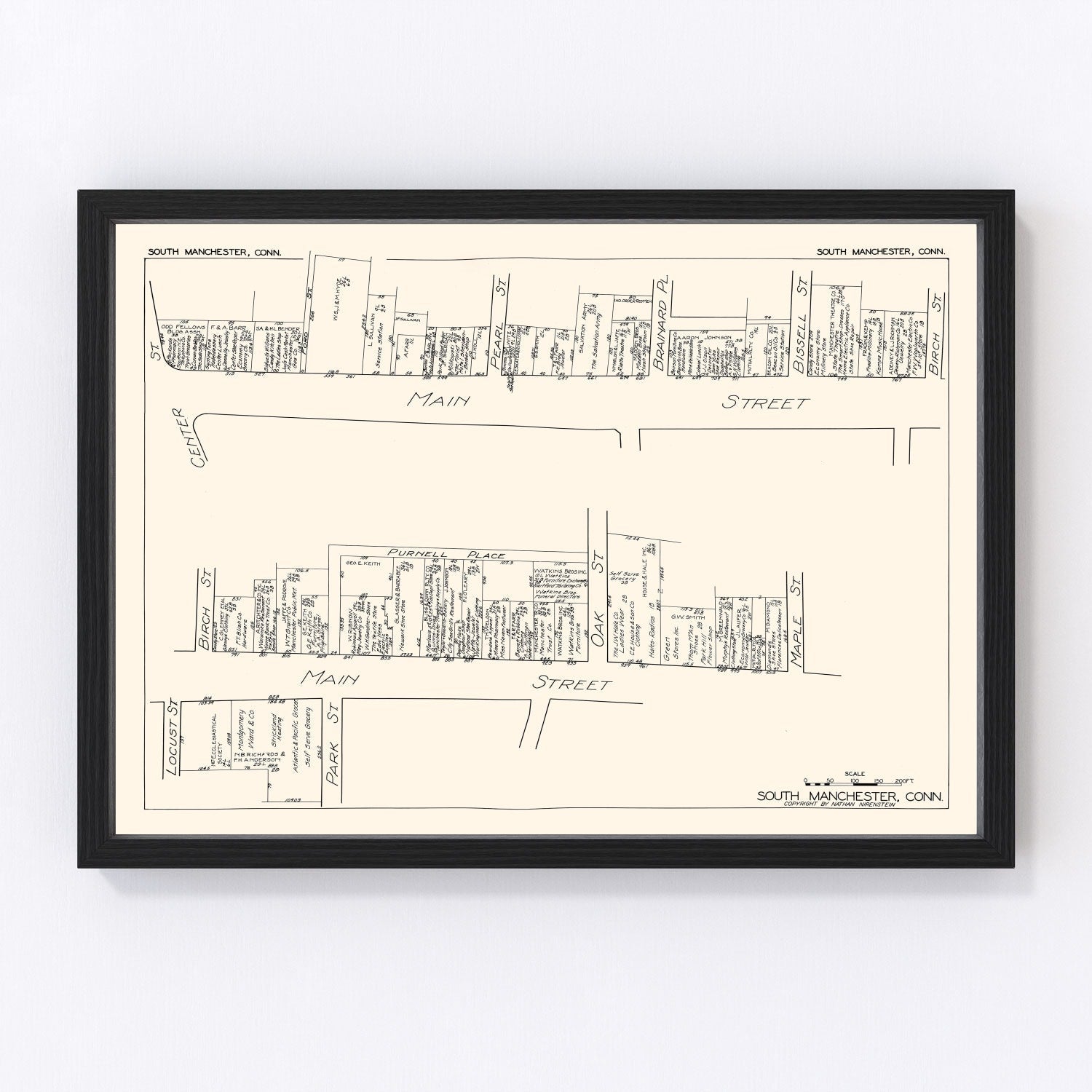 vintage map of South Manchester, Connecticut, 1929