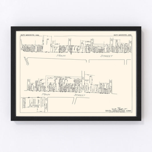vintage map of South Manchester, Connecticut, 1929