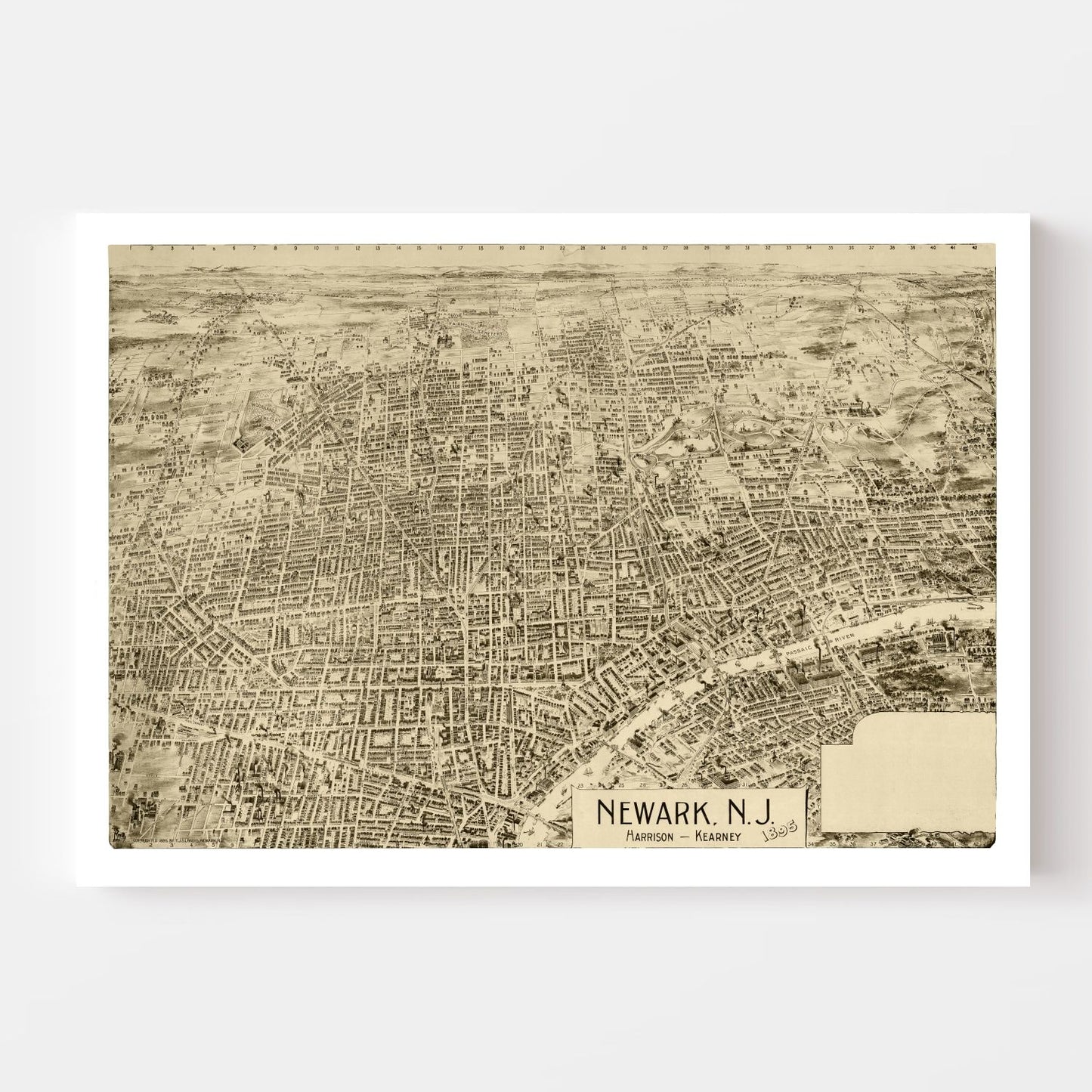 Vintage Map of Newark, New Jersey, 1895