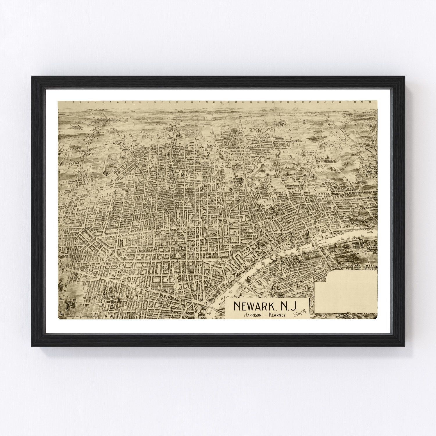 Vintage map of Newark, Essex County, New Jersey, 1895