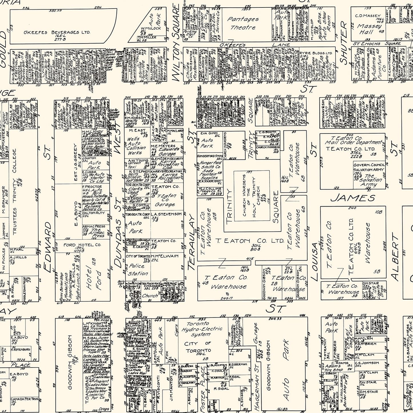 Vintage Map of Toronto, Canada, 1929